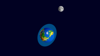 Still image from the tides simulator showing the Moon in orbit around the Earth